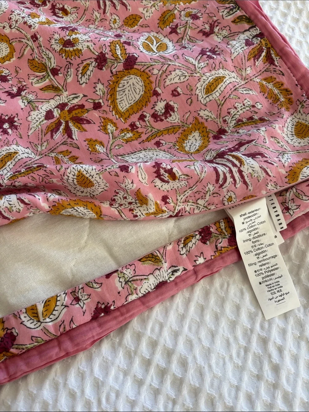 Pottery Barn Shannon Reversible Quilted Floral Pillow Shams Blue Pink Standard